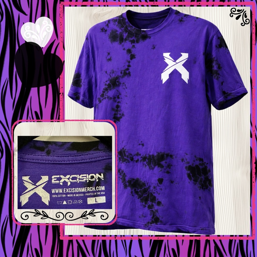 EXCISION Purple Tie Dye Graphic T-Shirt | Size L - Picture 2 of 5